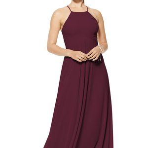 Bill Levkoff Wine Chiffon Jewel A-line Dress - Style 7111